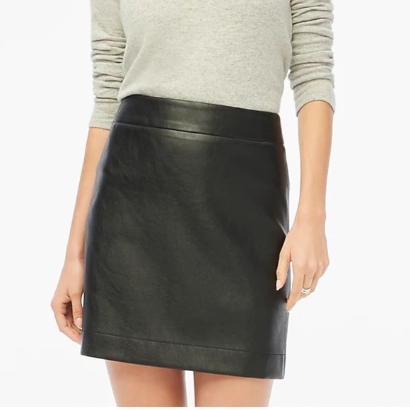 J Crew Factory Faux-leather A-line mini skirt in black size 0 NWT BC893 - Picture 1 of 11